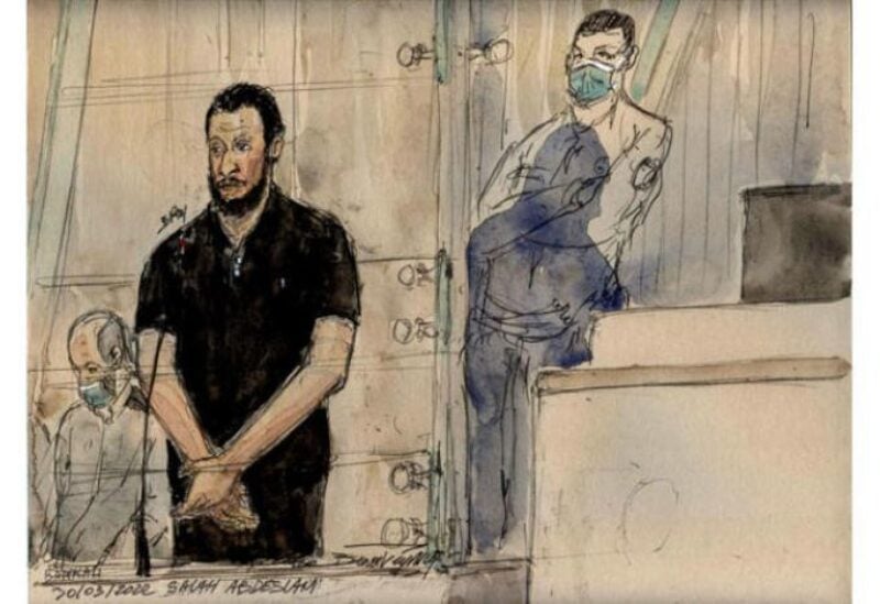A drawing of Salah Abdeslam, the main suspect in the November 2015 attacks, during his appearance before the Paris Criminal Court
