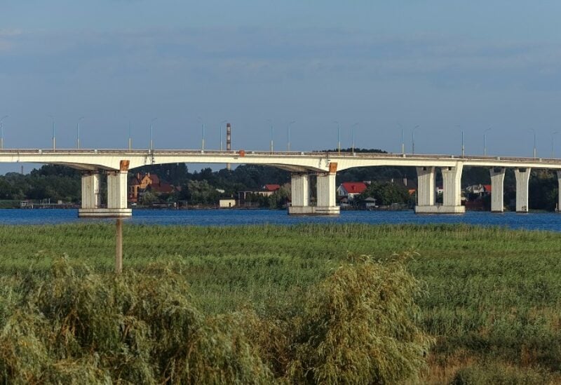 A view of the Antonivskyi bridge across Dnipro river in the Russia-controlled Kherson region of southern Ukraine, July 23, 2022. REUTERS/Alexander Ermochenko