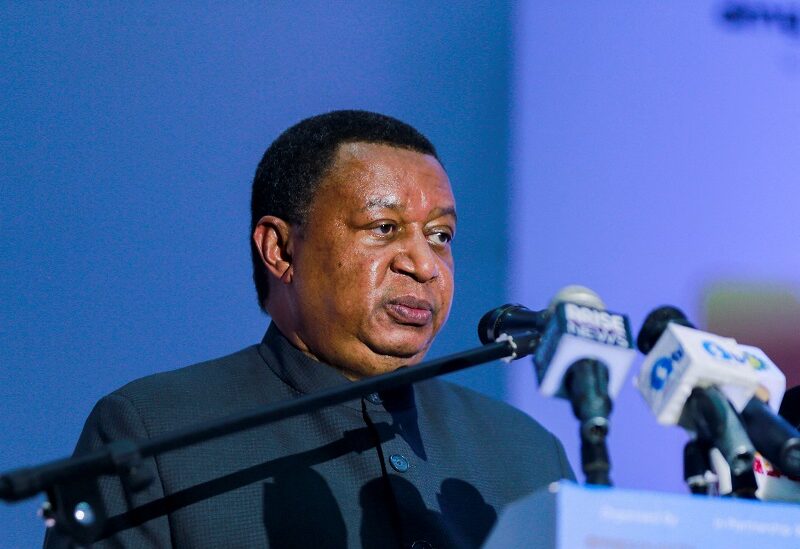 Late OPEC secretary-general Mohammad Barkindo speaks while addressing delegates at the opening of the Nigeria Oil & Gas 2022 meeting in Abuja, Nigeria July 5, 2022. REUTERS/Afolabi Sotunde