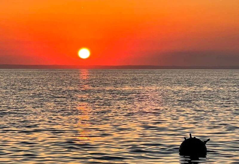 A naval mine is seen in the Black Sea, Bulgaria