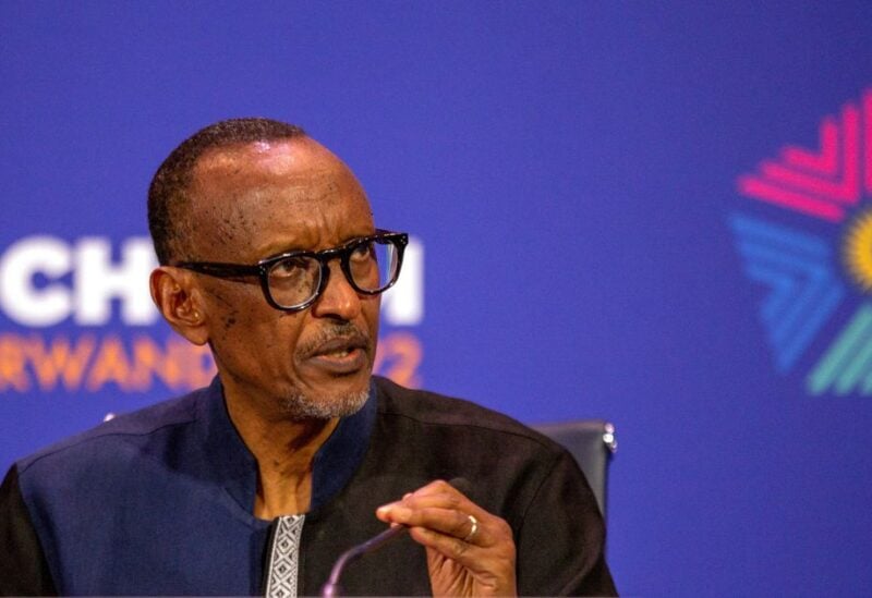 Rwandan President Paul Kagame addresses a news conference
