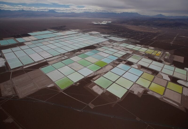 FILE PHOTO: An aerial view shows the brine pools of SQM lithium mine on the Atacama salt flat in the Atacama desert of northern Chile, January 10, 2013. REUTERS/Ivan Alvarado/File Photo