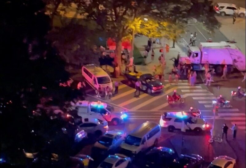 Police respond to a shooting in Philadelphia, Pennsylvania, U.S., July 4, 2022 in this screen grab obtained from a social media video. Audrey Schneider/via REUTERS THIS IMAGE HAS BEEN SUPPLIED BY A THIRD PARTY. MANDATORY CREDIT.