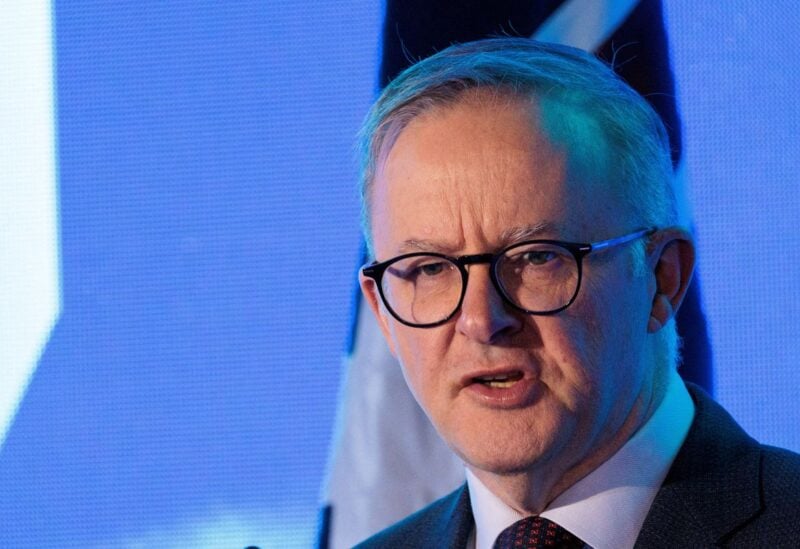 Australian Prime Minister Anthony Albanese speaks at the Sydney Energy Forum in Sydney, Australia July 12, 2022. Brook Mitchell/Pool via REUTERS/File Photo