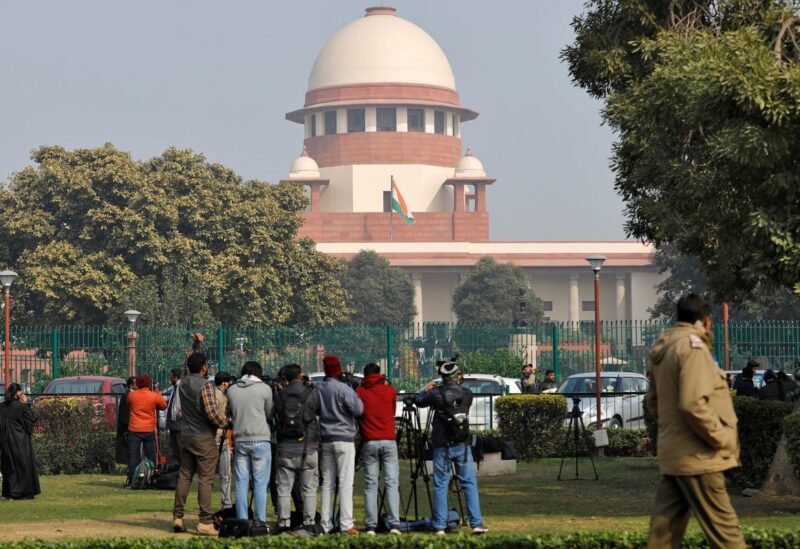 Television journalists are seen outside the premises of the Supreme Court in New Delhi, India, January 22, 2020. REUTERS/Anushree Fadnavis