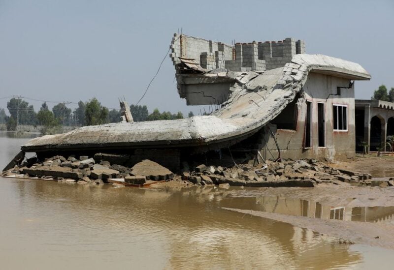 A general view of a collapsed building, following rains and floods during the monsoon season in Nowshera, Pakistan August 30, 2022. REUTERS/Fayaz Aziz