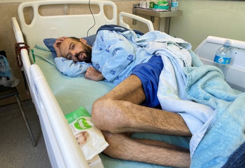 Palestinian administrative prisoner Khalil Awawdeh, who has been on a hunger strike for more than 160 days, is seen at Assaf Harofeh hospital in Be'er Ya'akov, Israel August 24, 2022. REUTERS/Sinan Abu Mayzer NO RESALES. NO ARCHIVES