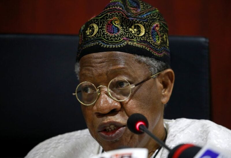 FILE PHOTO - Nigeria's Information Minister Lai Mohammed speaks during a news conference on protests in Abuja, Nigeria November 19, 2020. REUTERS/Afolabi Sotunde