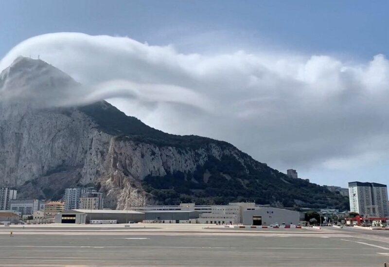 A view of a Levanter cloud formation over the Rock of Gibraltar, Britain August 24, 2022 in this still image obtained from social media. Met Office/via REUTERS/File Photo