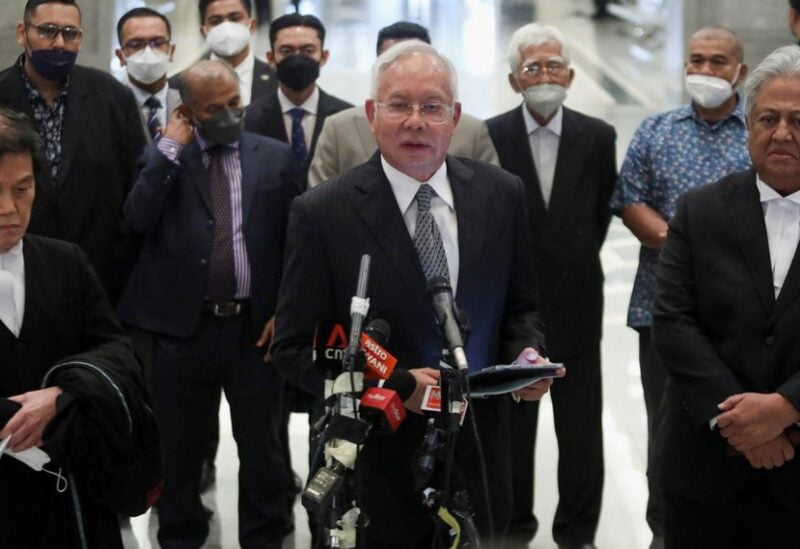 Former Malaysian Prime Minister Najib Razak speaks during a news conference at the Federal Court in Putrajaya, Malaysia August 16, 2022. REUTERS/Hasnoor Hussain
