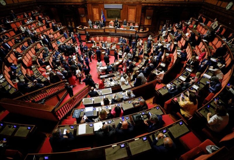 A general view of the upper house of parliament during a confidence vote for the government, in Rome, Italy, July 14, 2022. REUTERS/Guglielmo Mangiapane