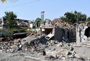View of damage after the shelling of a private residential complex, in Mykolaiv, Ukraine, August 29, 2022 in this picture obtained from social media. SES Ukraine/via REUTERS