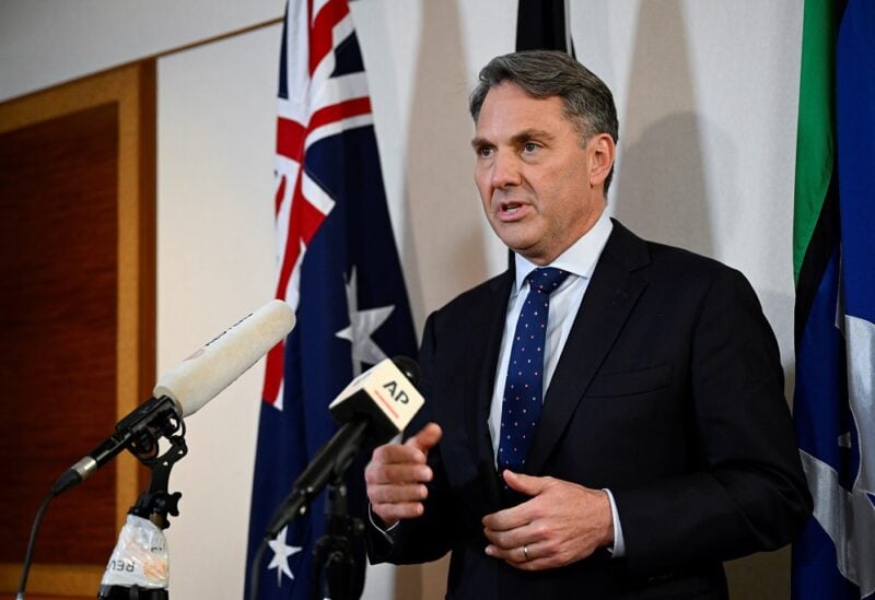 Australian Defence Minister Richard Marles speaks to the media at the 19th Shangri-La Dialogue in Singapore June 12, 2022. REUTERS/Caroline Chia