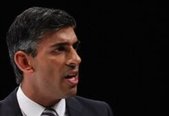 Britain's Conservative leadership candidate Rishi Sunak speaks during a hustings event, part of the Conservative party leadership campaign, at Perth Concert Hall, in Perth, Scotland, Britain August 16, 2022. REUTERS/Russell Cheyne