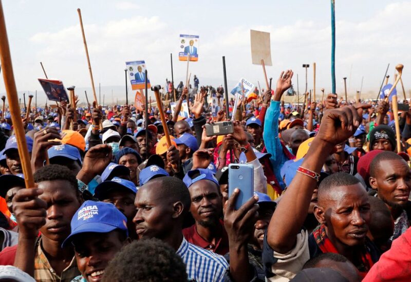 Supporters of Kenya's opposition leader and presidential candidate Raila Odinga of the Azimio la Umoja (Declaration of Unity) party attend a campaign rally ahead of the forthcoming general election, in the Rift Valley town of Suswa, Narok county, Kenya July 30, 2022. REUTERS/Thomas Mukoya/File Photo