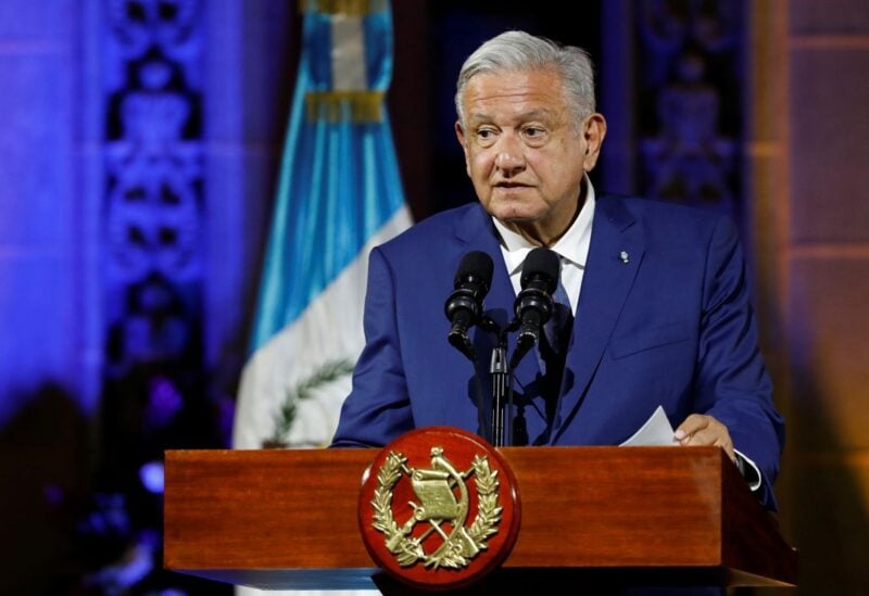 Mexico's President Andres Manuel Lopez Obrador gives a speech during an official visit to Guatemala, at the National Palace in Guatemala City, Guatemala May 5, 2022. REUTERS/Luis Echeverria