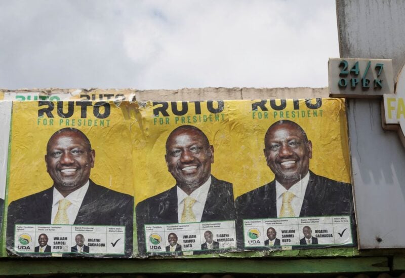A views shows posters of Kenya's Deputy President William Ruto and presidential candidate for the United Democratic Alliance (UDA) and Kenya Kwanza political coalition. REUTERS/Baz Ratner