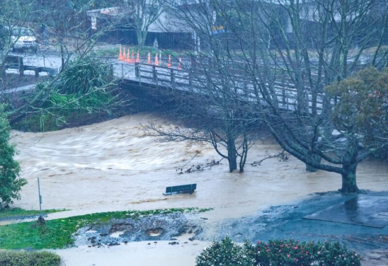 A view of flooding in Nelson, South Island, New Zealand, August 18, 2022