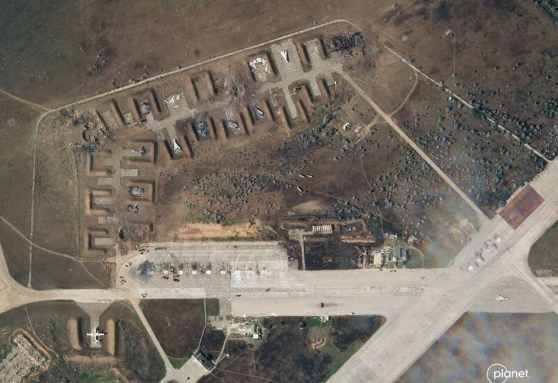 A satellite image shows destroyed Saky air base in Crimea, August 10, 2022