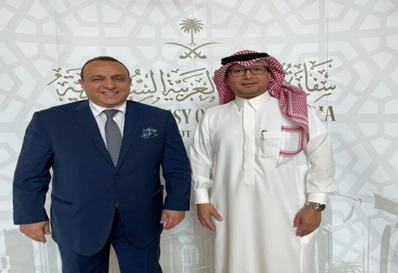 Secretary General of Arab Banks union Wisam Fattouh and Saudi Ambassador to Lebanon Walid Al- Boukhari