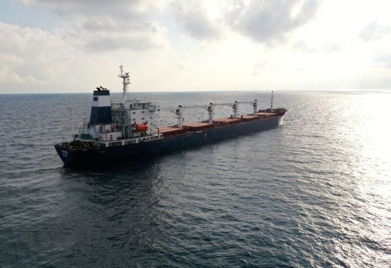 The Sierra Leone-flagged cargo ship Razoni, carrying Ukrainian grain, is seen in the Black Sea off Kilyos, near Istanbul, Turkey August 3, 2022
