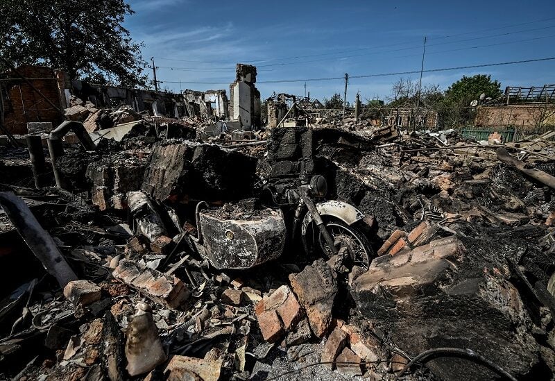 Residential houses destroyed by Russian military strike are seen, as Russia's attack on Ukraine continues, in the town of Orikhiv, Zaporizhzhia region, Ukraine August 27, 2022. REUTERS/Dmytro Smolienko