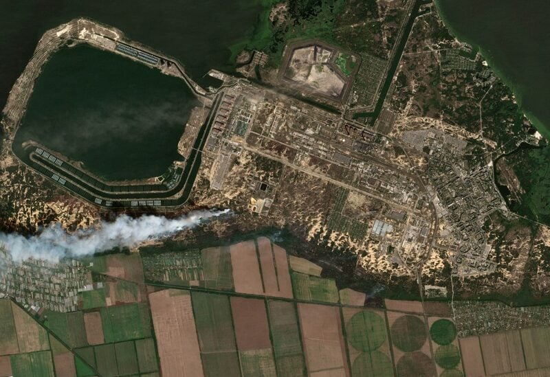 Overview of Zaporizhzhia nuclear power plant and fires, in Enerhodar in Zaporizhzhia region, Ukraine, August 24, 2022. European Union, Copernicus Sentinel-2 imagery/Handout via REUTERS THIS IMAGE HAS BEEN SUPPLIED BY A THIRD PARTY. MUST ON SCREEN COURTESY EUROPEAN UNION, COPERNICUS SENTINEL-2 IMAGERY. MANDATORY CREDIT.