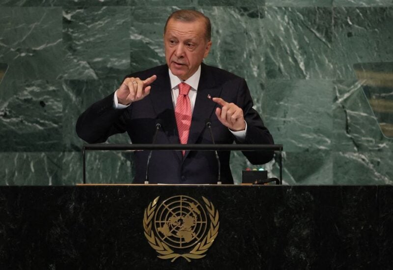 Turkey's President Tayyip Erdogan addresses the 77th Session of the United Nations General Assembly at U.N. Headquarters in New York City, U.S., September 20, 2022. REUTERS/Brendan Mcdermid