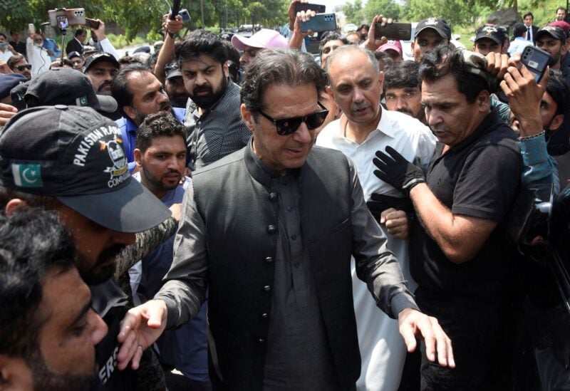 Pakistan's former Prime Minister Imran Khan, who is facing terrorism charges, appears in court to extend pre-arrest bail, in Islamabad, Pakistan September 1, 2022. REUTERS/Waseem Khan