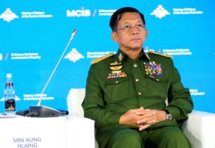 Commander-in-Chief of Myanmar's armed forces, Senior General Min Aung Hlaing attends the IX Moscow conference on international security in Moscow, Russia June 23, 2021. Alexander Zemlianichenko/Pool via REUTERS/File Photo