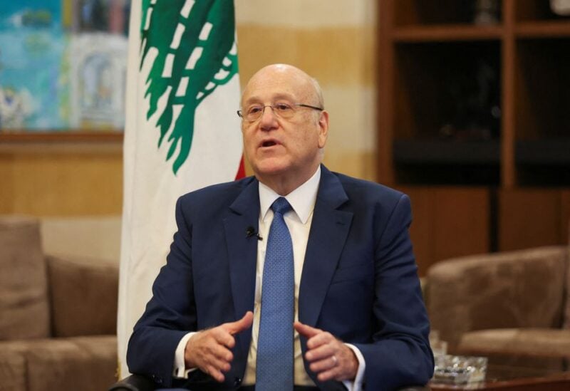 Lebanon's caretaker Prime Minister Najib Mikati gestures as he attends an interview with Reuters at the government headquarters in downtown Beirut, Lebanon September 30, 2022. REUTERS/Mohamed Azakir