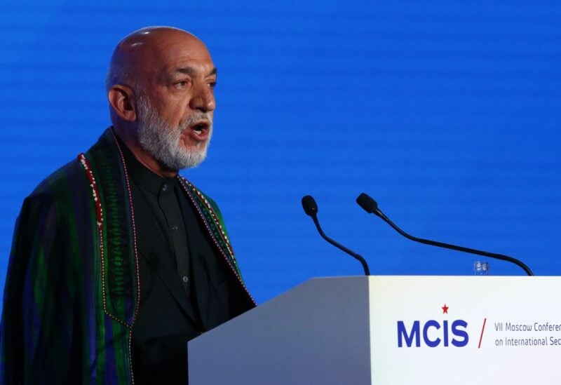 Former Afghan President Hamid Karzai delivers a speech during the annual Moscow Conference on International Security (MCIS) in Moscow, Russia April 4, 2018. REUTERS/Sergei Karpukhin