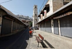 General view of the closed shops during a strike following an Israeli raid in Nablus, in the Israeli-occupied West Bank, September 25, 2022. REUTERS