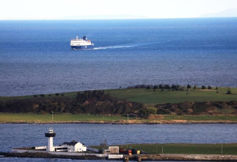 A P&O ferry from Scotland crosses the Irish Sea towards the port at Larne on the north coast of Northern Ireland. Photograph: Peter Morrison/AP