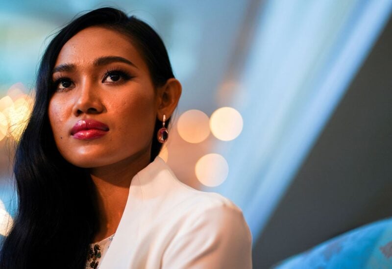 Han Lay, Miss Grand Myanmar looks on during an interview with Reuters in Bangkok, Thailand, April 2, 2021. REUTERS/Athit Perawongmetha/