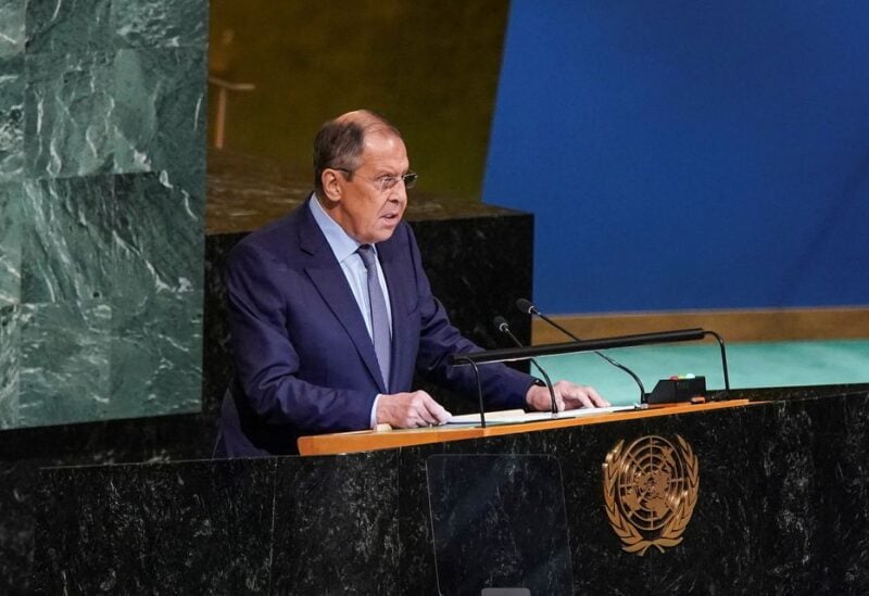 Russia's Foreign Minister Sergei Lavrov addresses the 77th Session of the United Nations General Assembly at U.N. Headquarters in New York City, U.S., September 24, 2022. REUTERS/Eduardo Munoz