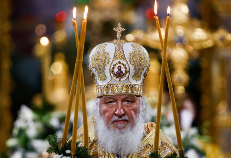 Patriarch Kirill of Moscow and All Russia conducts the Orthodox Christmas service at the Cathedral of Christ the Saviour in Moscow, Russia, January 6, 2022. REUTERS/Maxim Shemetov