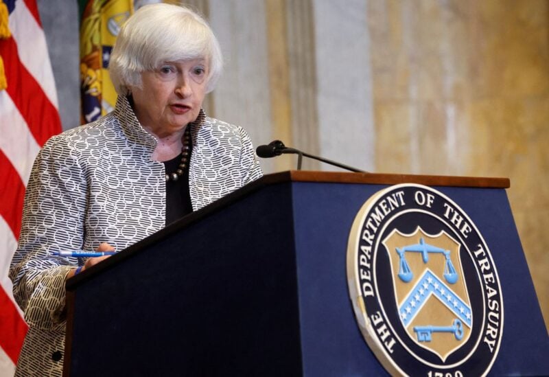 U.S. Treasury Secretary Janet Yellen holds a news conference in the Cash Room at the U.S. Treasury Department in Washington, U.S. July 28, 2022. REUTERS/Jonathan Ernst/File Photo