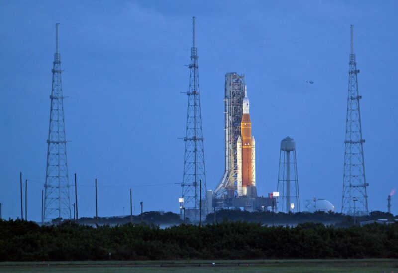 NASA's next-generation moon rocket, the Space Launch System (SLS) with the Orion crew capsule perched on top, stands on launch complex 39B as it is prepared for launch for the Artemis 1 mission at Cape Canaveral, Florida, U.S. September 3, 2022. REUTERS/Steve Nesius/File Photo