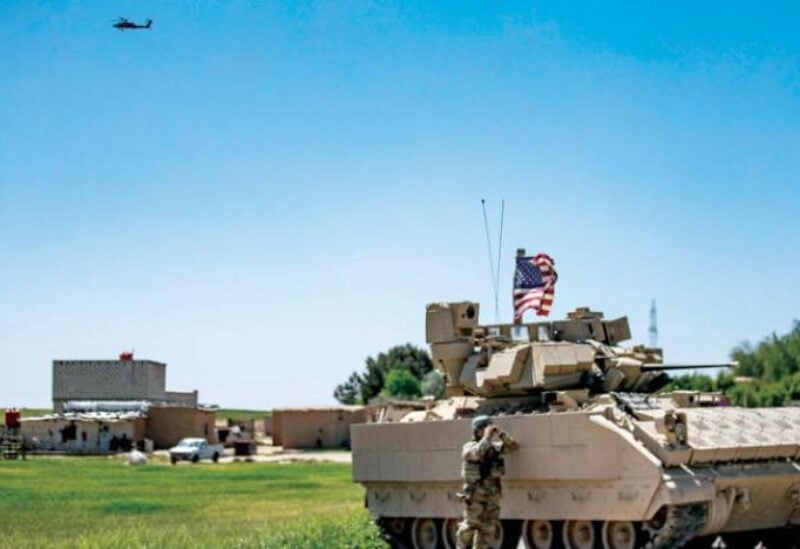 A US patrol in Qamishli’s countryside in Hasakah on April 20, 2022. (AFP)