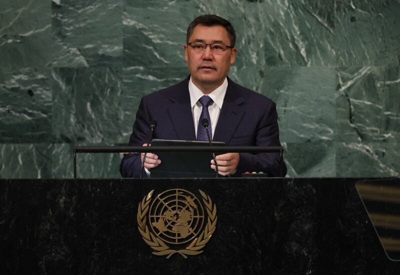 Kyrgyzstan's President Sadyr Japarov addresses the 77th Session of the United Nations General Assembly at U.N. Headquarters in New York City, U.S., September 20, 2022. REUTERS/Brendan McDermid