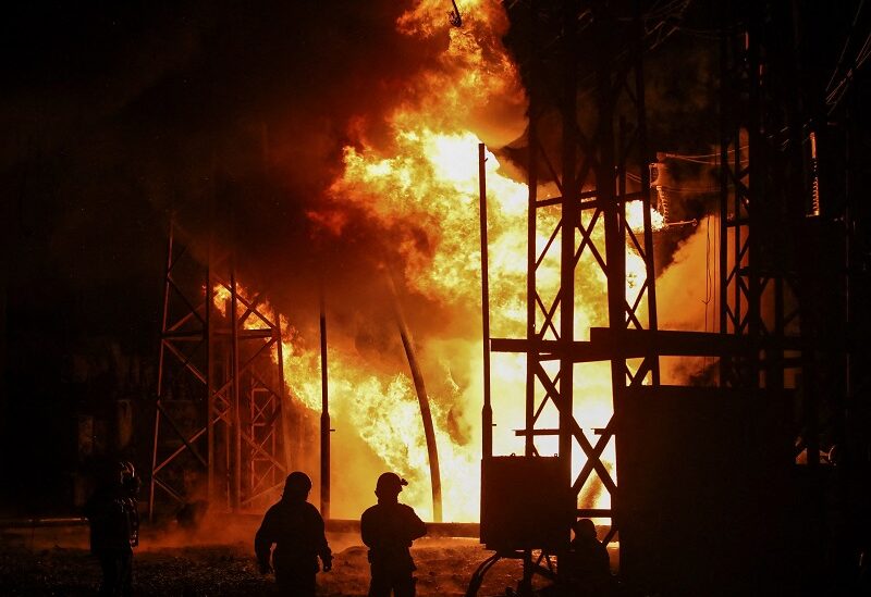 Firefighters work at 5th thermal power plant damaged by a Russian missile strike, amid Russia's attack on Ukraine, in Kharkiv, Ukraine September 11, 2022. REUTERS/Vyacheslav Madiyevskyy