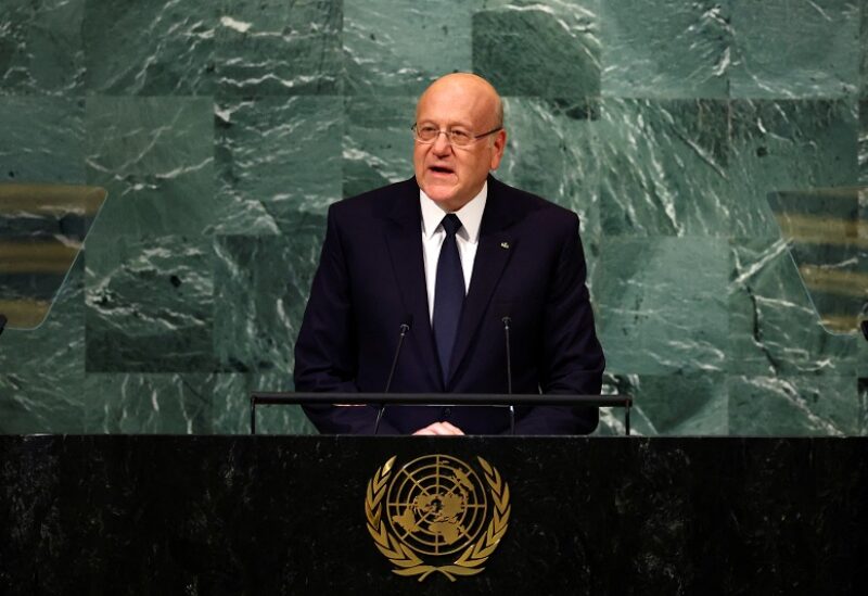 Mohammad Najib Azmi Mikati, Caretaker Prime Minister of Lebanon, addresses the 77th Session of the United Nations General Assembly at U.N. Headquarters in New York City, U.S., September 21, 2022. REUTERS/Mike Segar