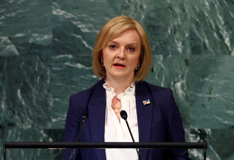 British Prime Minister Liz Truss addresses the 77th Session of the United Nations General Assembly at U.N. Headquarters in New York City, U.S., September 21, 2022. REUTERS/Mike Segar