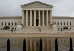 A general view of the U.S. Supreme Court building in the rain the day before the start of the court's new term in Washington, U.S. October 2, 2022. REUTERS/Jonathan Ernst/File Photo