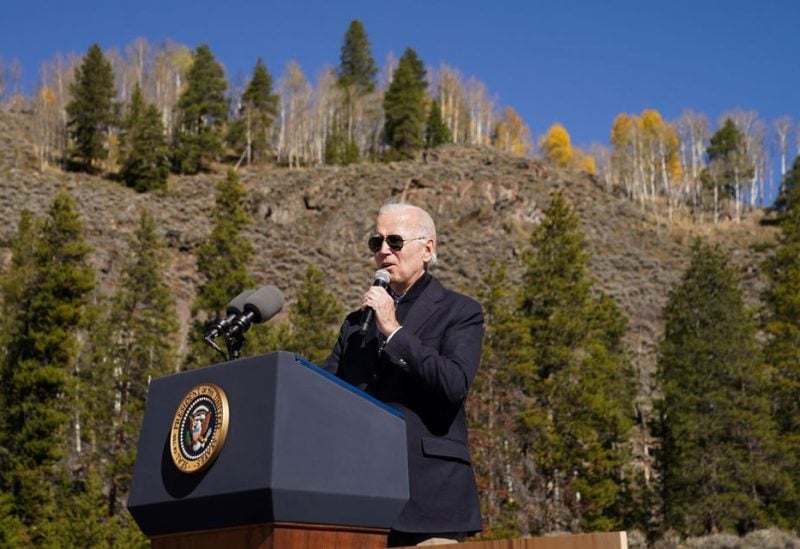 U.S. President Joe Biden delivers remarks and attends a ceremony to designate Camp Hale, a World War II training site used by the Army's 10th Mountain Division, as a new National Monument in Leadville, Colorado, U.S., October 12, 2022. REUTERS/Kevin Lamarque