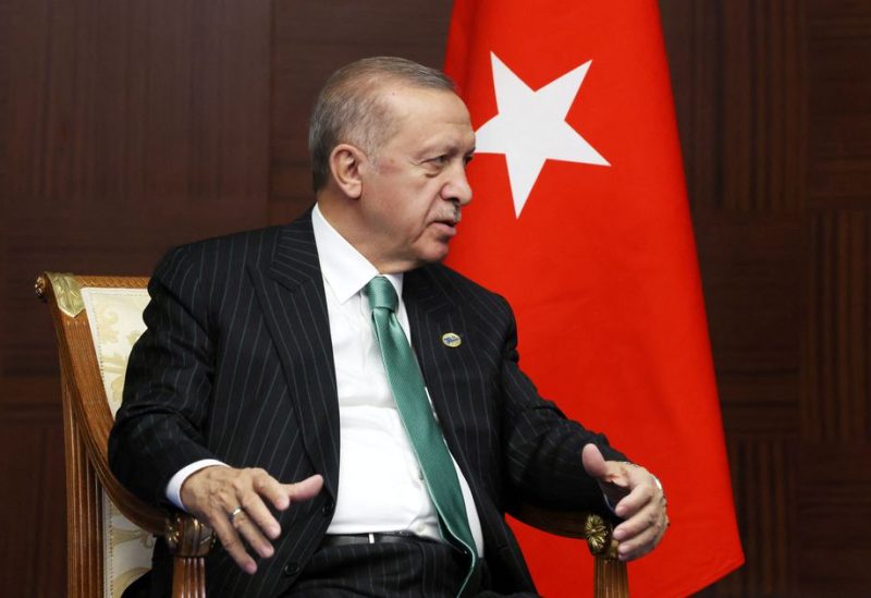 Turkey's President Tayyip Erdogan attends a meeting with Russia's President Vladimir Putin (not pictured) on the sidelines of the 6th summit of the Conference on Interaction and Confidence-building Measures in Asia (CICA), in Astana, Kazakhstan October 13, 2022. Sputnik/Vyacheslav Prokofyev/Pool via REUTERS