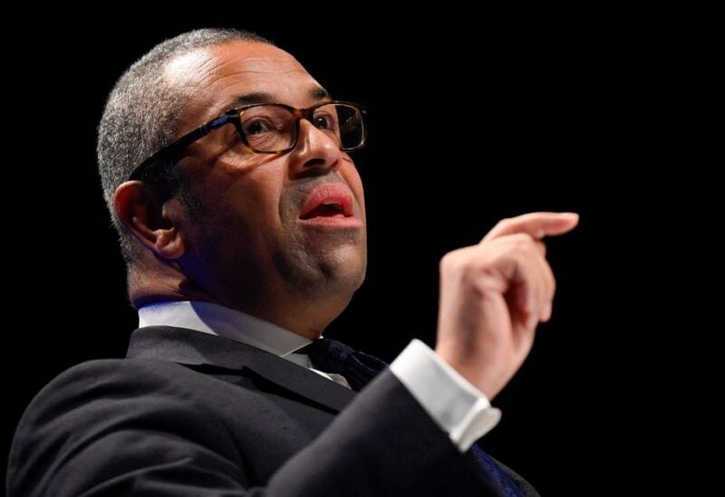 British Secretary of State for Foreign, Commonwealth and Development Affairs James Cleverly speaks during Britain's Conservative Party's annual conference, in Birmingham, Britain, October 4, 2022. REUTERS/Toby Melville