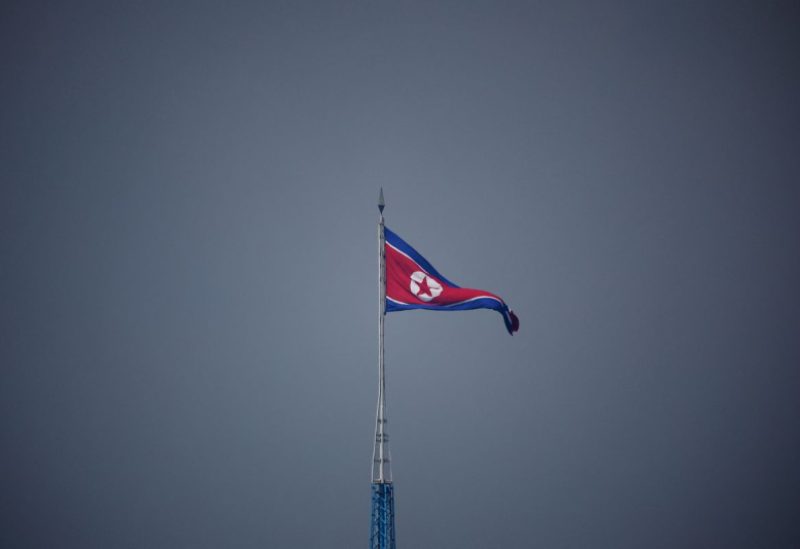 A North Korean flag flutters at the propaganda village of Gijungdong in North Korea, in this picture taken near the truce village of Panmunjom inside the demilitarized zone (DMZ) separating the two Koreas, South Korea, July 19, 2022. REUTERS/Kim Hong-Ji/Pool/File Photo