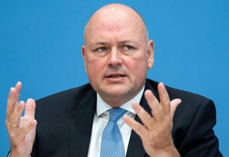 In this file photo taken on October 20, 2020 in Berlin, Arne Schoenbohm, President of the German Federal Office for Information Security (BSI) presents the Report on the State of IT Security in Germany. (AFP)
